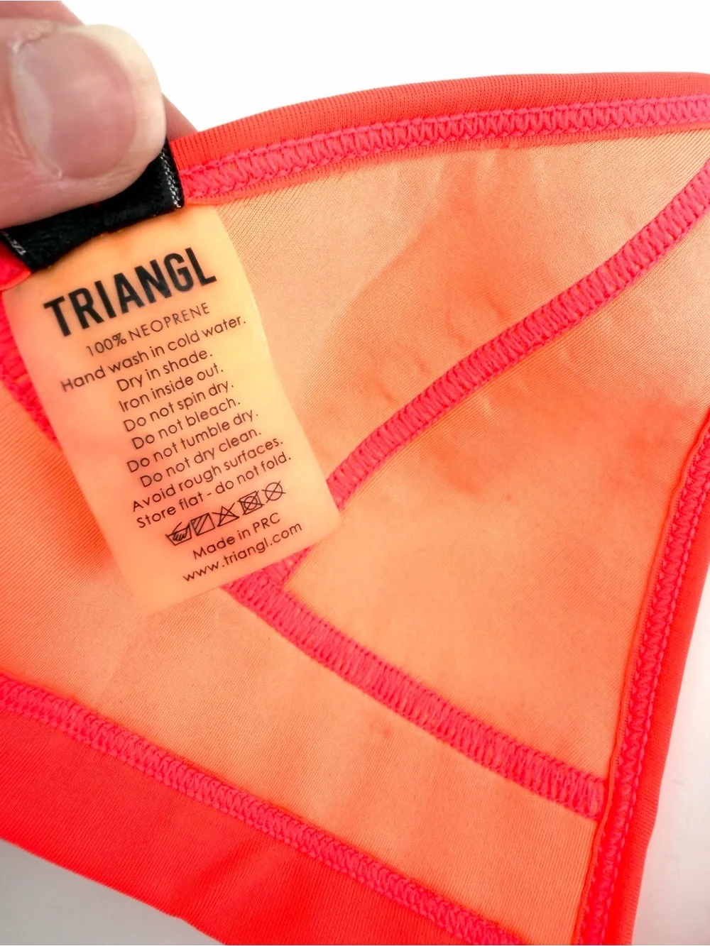 Triangl Neon Coral Neoprene Clasp Adjustable Strap Swimsuit Bathing suit Top